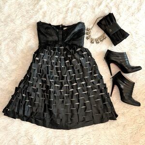 Leather DIANE von FURSTENBERG strapless dress